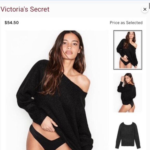 NWT Victoria's Secret Black Slouchy Fuzzy Sweater - Picture 3 of 10